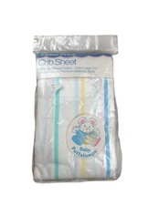 Vintage 1989 Fisher Price Baby Puffalumps Striped Crib Sheet New