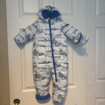 SPYDER  one piece hooded snowsuit boys 18 months foldover mittens booties