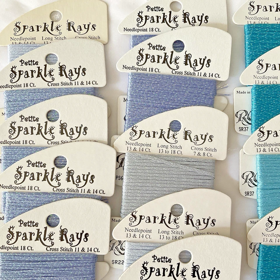 Rainbow Gallery Needlepoint Embroidery Threads Lot of 14 Sparkle Rays Blues New - Image 2 of 4
