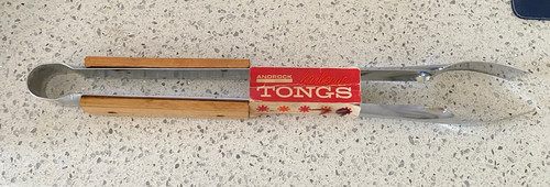 VTG Androck Barbecue Grill Tongs 14” Wood Handle Stainless Steel Made in the USA