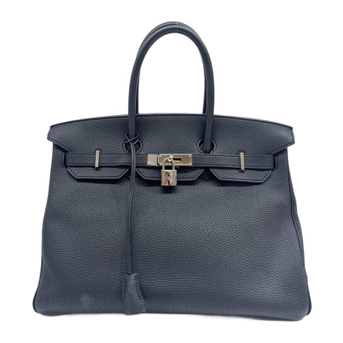HERMÈS Birkin 35 Black Leather Handle Bag