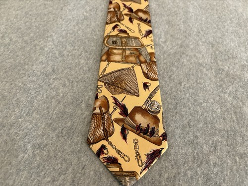 Lands End Silk Tie AOP Fishing