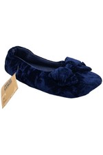 MUK LUKS Women's Crushed Velvet Ballerina Slipper Navy