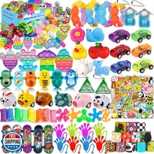 120 Pcs Party Favors for Kids 4-8-12, Pop Fidget Toys, Treasure Box Toys, Cla