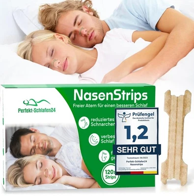 PERFEKT-SCHLAFEN24 120x Nasenpflaster Anti Schnarch Strips 66x19mm für besseren Schlaf & Atmung