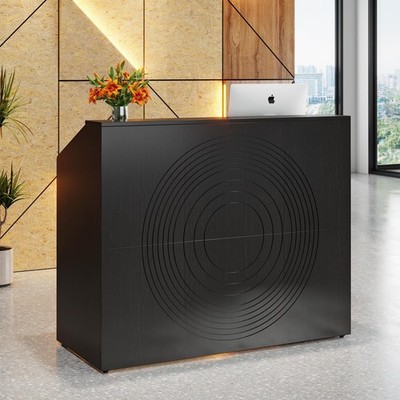 Black 47 Inch Reception Desk Counter Modern Front Table Retail Checkout Salon