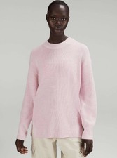 Lululemon Merino Wool-Blend Ribbed Crewneck Sweater Heathered Pink Peony 8