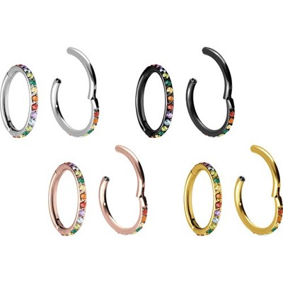 PIERCINGLINE  Piercing Ring Titan Segmentring Clicker EINGEFASSTE BUNTE