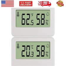 2PCS Mini Digital Thermometer Hygrometer,Reptile Thermometer with Magnetic & ...