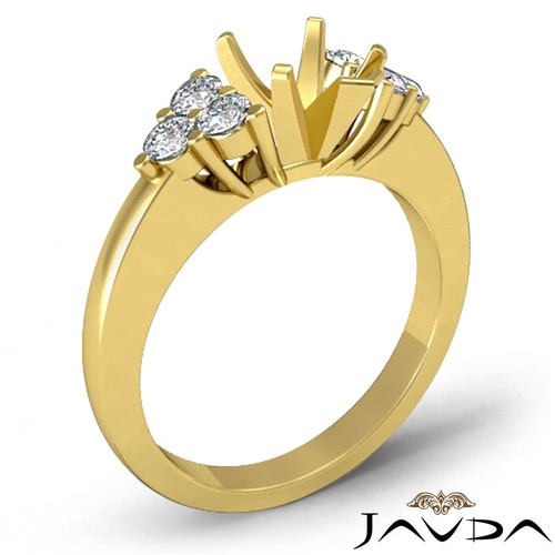 Natural Round Diamond 3 Stone Pear Mount Engagement Ring 18k Yellow Gold 0.3Ct - Picture 2 of 3