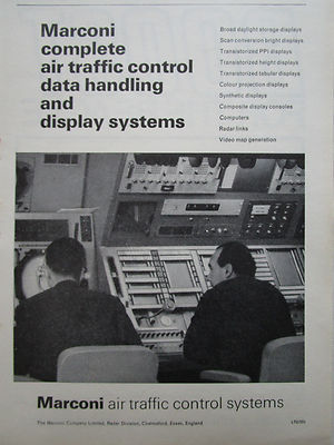 4/1966 PUB MARCONI FLUGSICHERUNG DATENHANDLING DISPLAY SYSTEM ORIGINAL ANZEIGE
