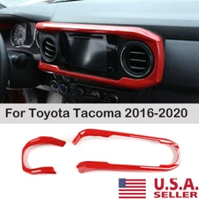 Sports Red ABS Dashboard Panel Cover Trim 2pcs For Toyota Tacoma 2016-2023