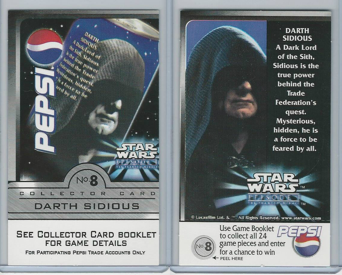 1999 Pepsi, Star Wars Episode 1, #8 Darth Sidious | eBay