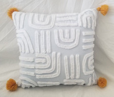 Pillowfort White, Blue,  Yellow Decorative Pillow 16" x 16" NIP