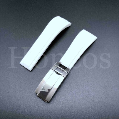 20 21MM Rubber Black strap Band Deployment Buckle Clasp Fits For Rolex Deepsea - Picture 40 of 90