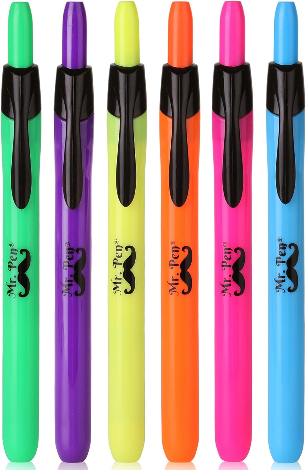 - Colorful Highlighters Set, 6 Pack, Assorted Colors, Retractable Colored Bible-image