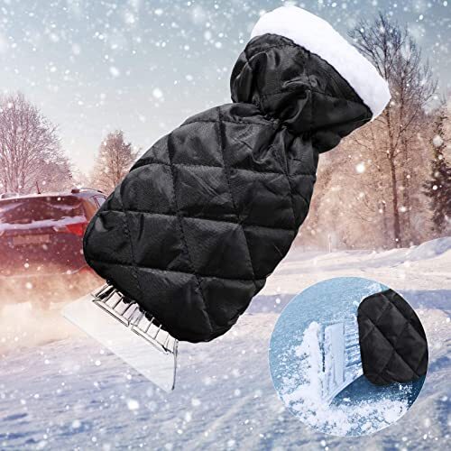 Ice Scraper Mitt for Car Windshield, Waterproof Snow Remover Scraper Glove - Picture 4 of 8