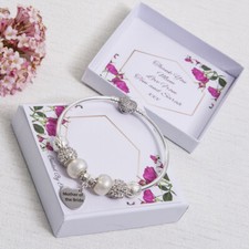 Mother of the Bride Groom Gift Charm Bracelet Personalised Jewellery Wedding 