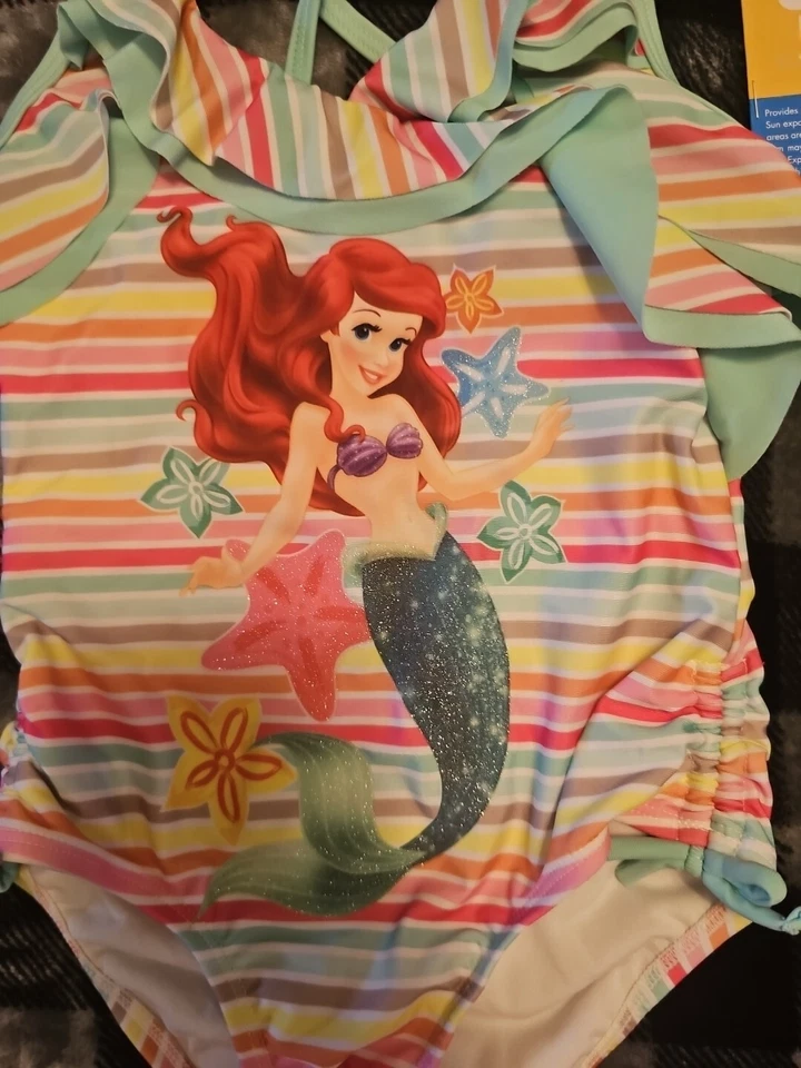 Disney Store Ariel 1 Pieza Traje de Baño Niños Talla 5/6 Nuevo con Etiquetas Princesa Foto 3 de 4