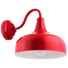 Outdoor Gooseneck Barn Light, Farmhouse Vintage, 12" Industrial Red Wall Lantern