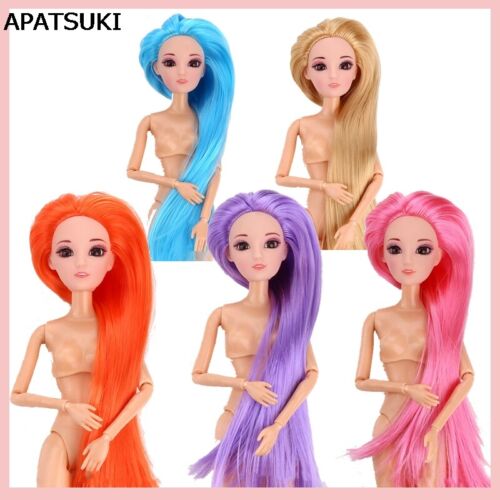 Cabeza de muñeca colorida cabello liso hágalo usted mismo accesorios cabeza para muñeca juguete de 11,5" 1/6 BJD - Imagen 1 de 10