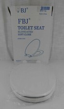 FBJ Elongated Soft Close White Toilet Seat Polypropylene Plastic I1201S Open box