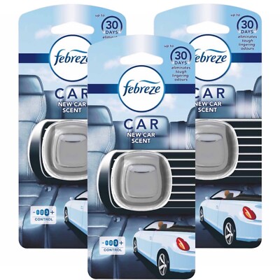 3 x Febreze Auto Lufterfrischer - Neuer Autoduft 2 ml - Frischer Duft Clip On NEU!