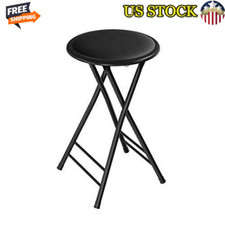24" Folding Stool 300lb Capacity Padded Round Seat Portable Black Folding Stool
