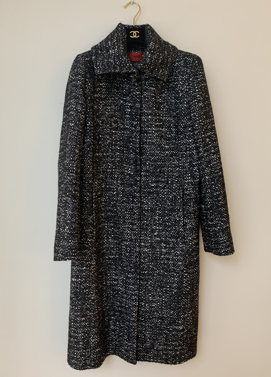 Classic Hugo Boss Wool & Alpaca Mix Black & White Coat | Jacket, UK10 RRP £695