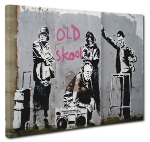 Banksy Print Old Skool Picture Canvas Wall Art Size 51x76cm Ebay