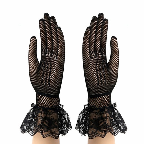 Lady Women Lace Gloves Fishnet Bowknot Party Prom Wedding Bride Wrist Mittens US - Picture 5 of 21
