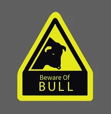 Beware of Bull Sticker Caution Waterproof