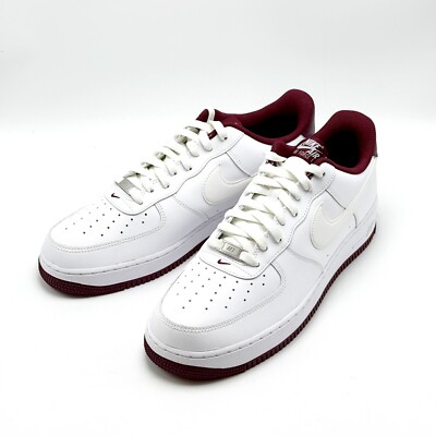 NEW* MEN Nike Air Force 1 '07 White / White - Dark Beetroot NEW* MEN Nike Air Force 1 '07 White / White - Dark Beetroot