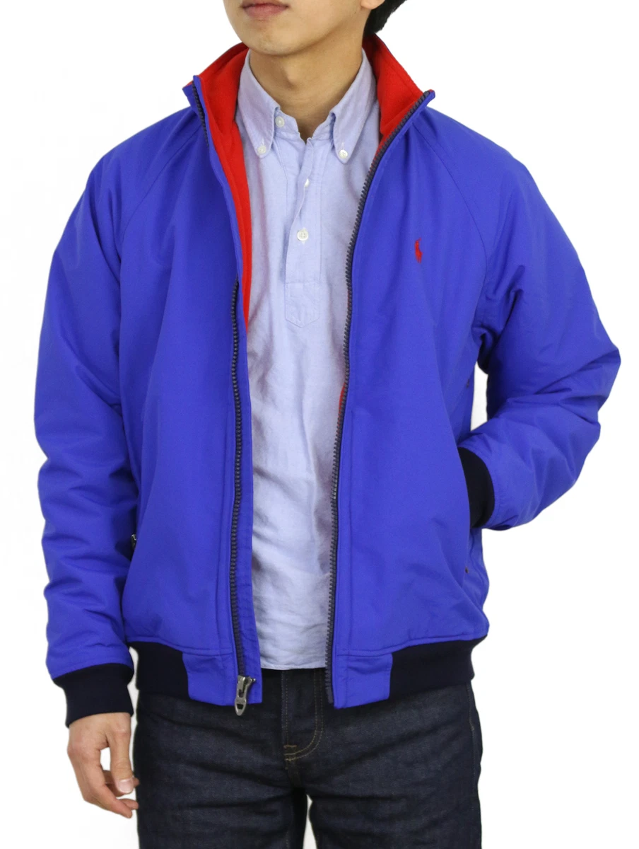 Polo Ralph Lauren Nylon Jacket Coat w Fleece Lining Royal w red