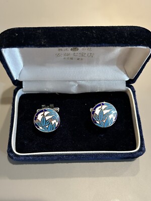 Ando Shippo Blue Bamboo Cufflinks