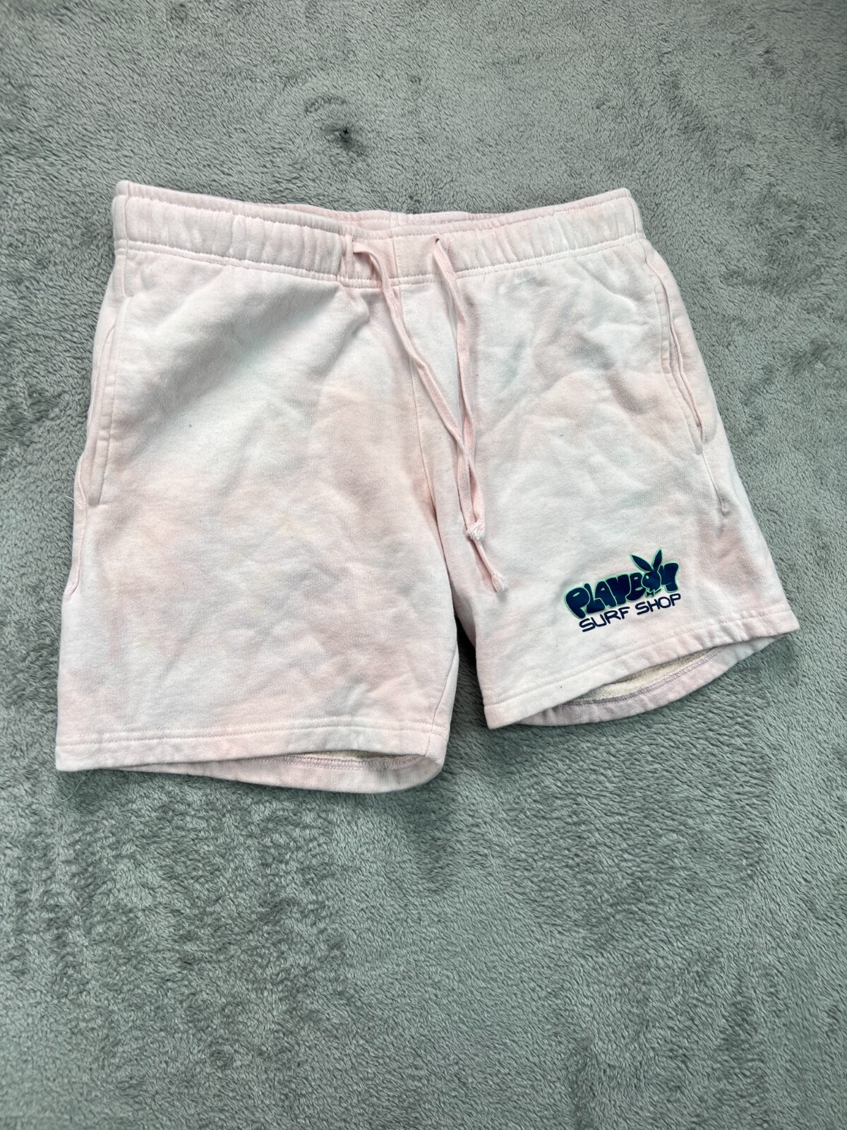 PLAYBOY Bunny Womens Shorts Small Pink Tie Dye Fleece Playboy Surf