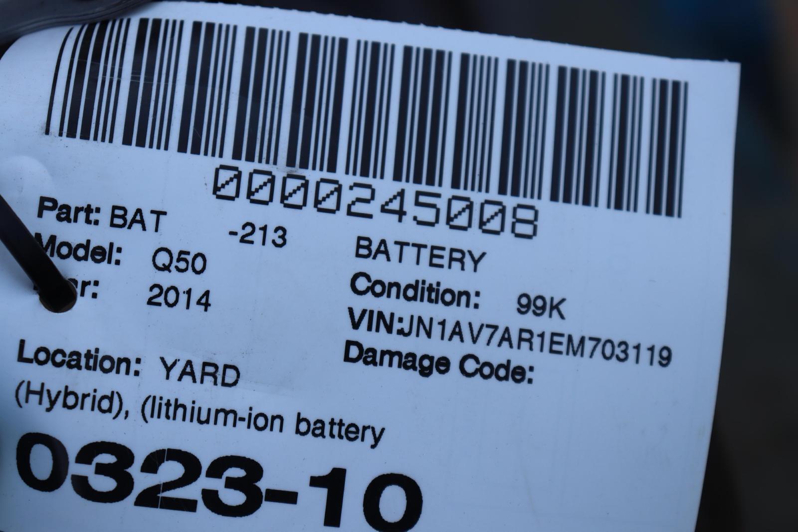 20142016 INFINITI Q50 HYBRID LITHIUM OIL BATTERY PACK HIGH VOLTAGE OEM