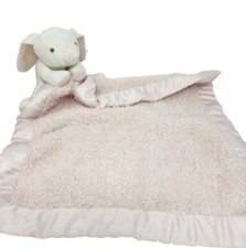 BAREFOOT DREAMS COZY CHIC BABY CREME BUNNY PINK SECURITY BLANKET SATIN TRIM SOFT