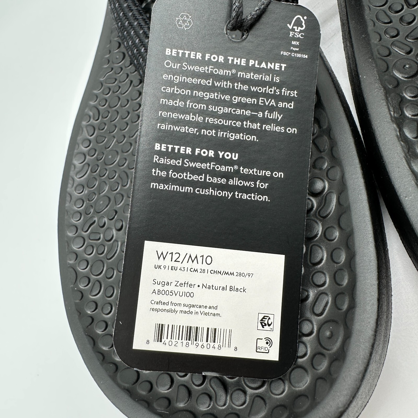 Allbirds Thong Sandals Mens Size 10 Sugar Zeffers Unisex Black Flip