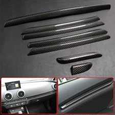 LHD Carbon Fiber Interior Door Console Panel Trim Strip For Audi A3 S3 RS3 14-18