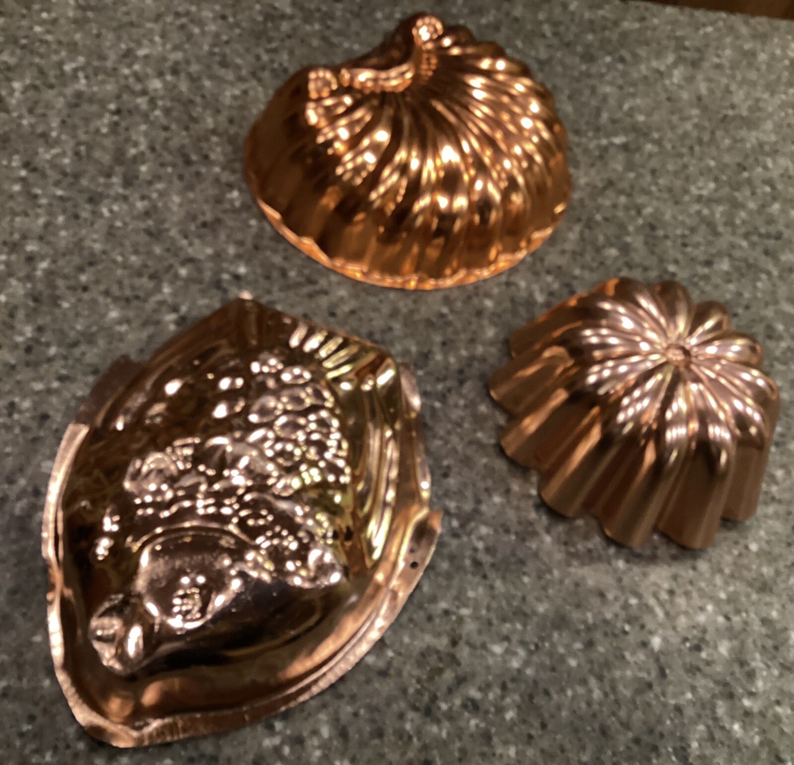 Lot of 3 Assorted Copper Jello molds eBay