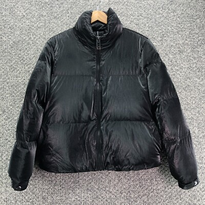 The Recycled Planet Co Puffer Jacket Black Sz S Recycled Down Feathers Full Zip