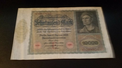 Lot of 2: Zehntausend Mark 10000 Mark Reichsbanknote Berlin 19. Januar 1922 Circ - Picture 3 of 4
