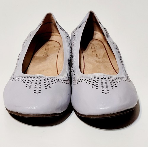 Vionic Whisper Lavender Gray Cut Out Leather SlipOn Ballet Flats Shoes Wms 8.5US - Picture 14 of 17