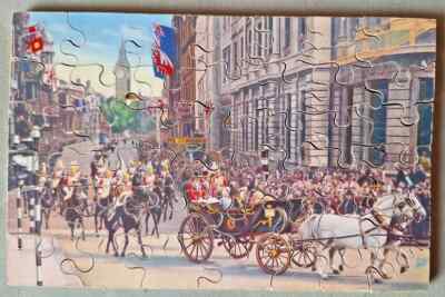 VINTAGE VICTORY HANDGESCHNITTENES PUZZLE ''ROYAL DRIVE THROUGH LONDON'' VOLLSTÄNDIG