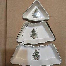 Spode Christmas Tree 2pc Dipping Bowl Set Festive Holiday Tableware Decor