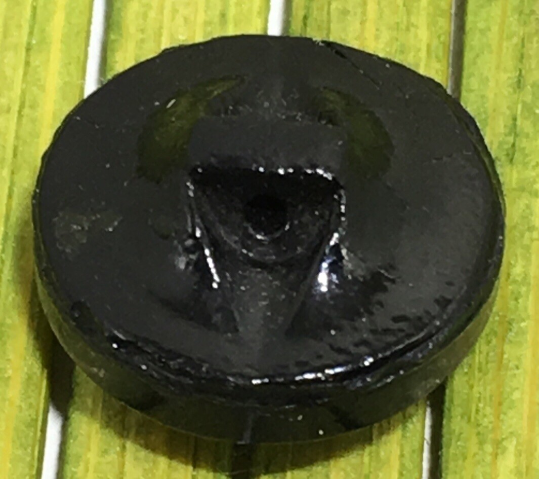 Antique Jet Black Glass Button Beaded Art Deco Radiance Tunnel Shank 1/2"