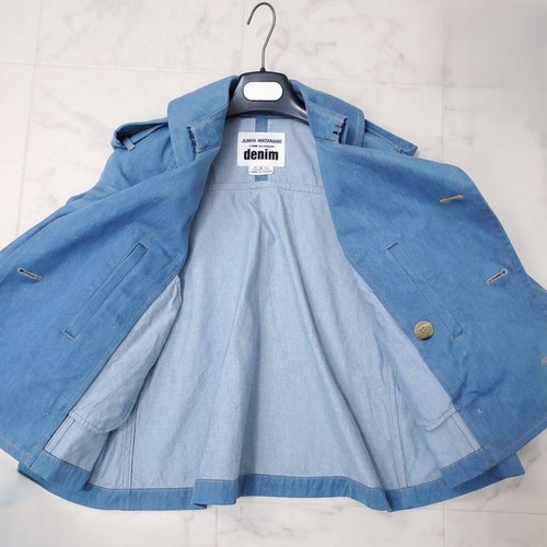 JUNYA WATANABE Denim COMME des GARCONS Poncho Style Short Trench Coat S Blue - Picture 3 of 8