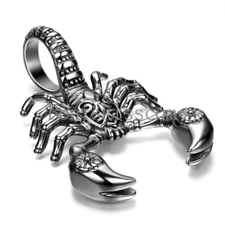 The Scorpion King Stainless Steel Scorpio Men's Boy's Pendant Necklace Silver