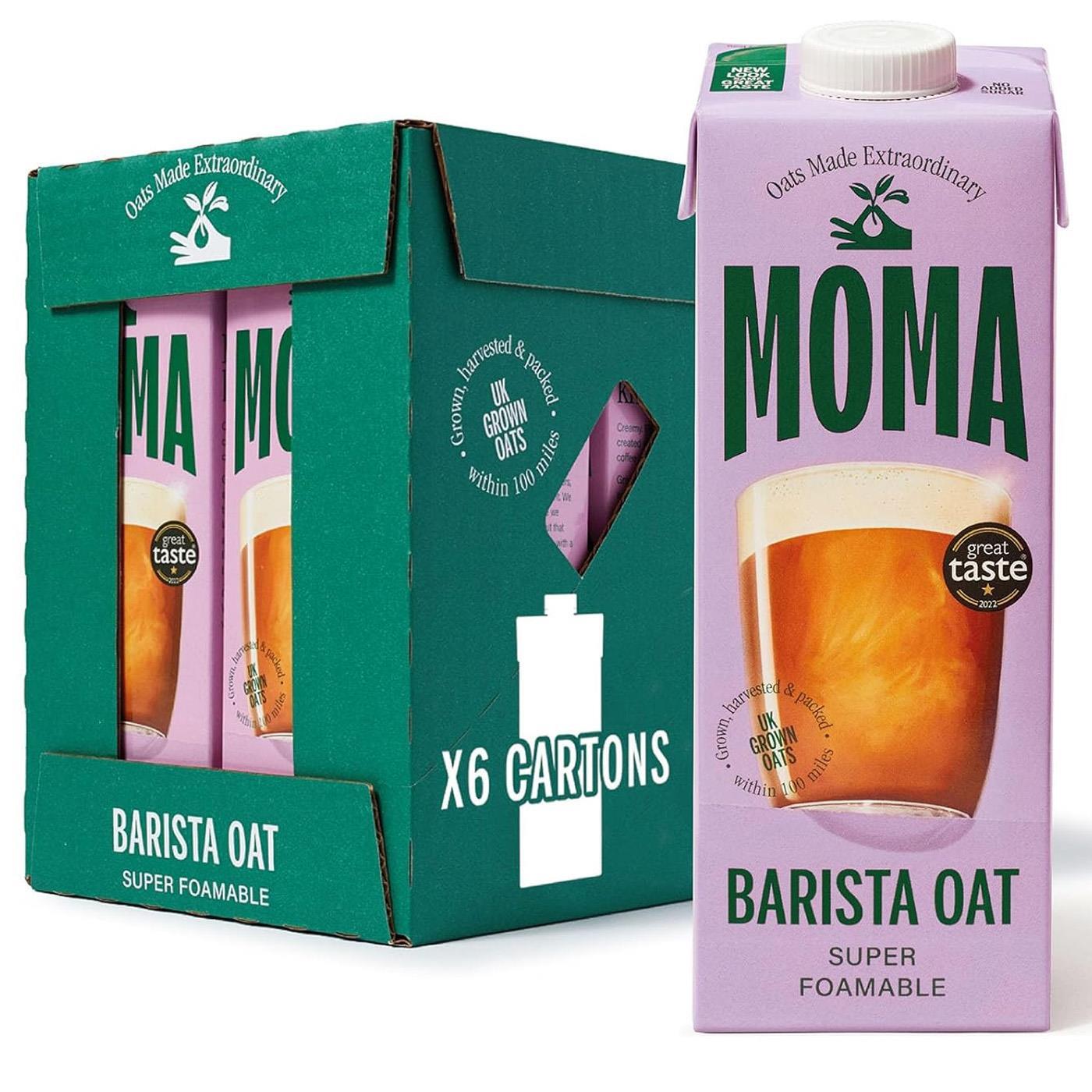Moma Oat Drink Barista Edition Unsweetened for Silky Smooth Coffee Pack of 6x 1L